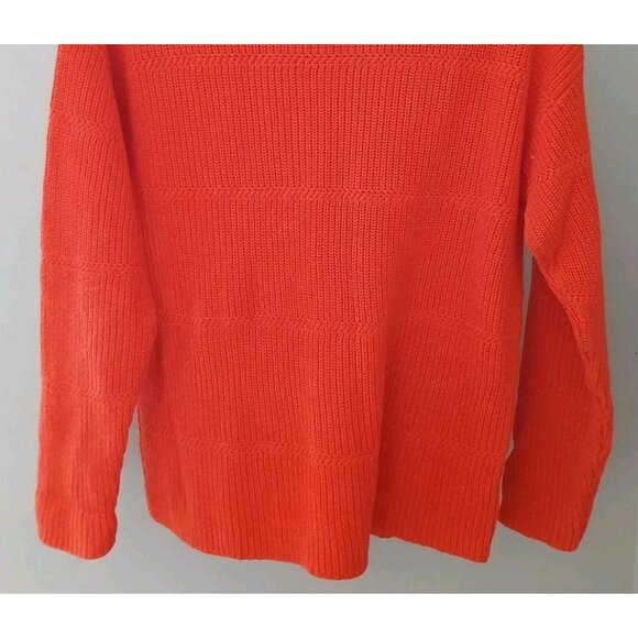 Talbots Boat Neck Pima Cotton Sweater Size Medium Petite Orange Ribbed - Picture 9 of 9